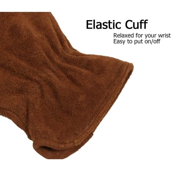 Brown Winter Thermal Leather Work Gloves with Thick Imitation Lambswool Lining - Picture 6 of 9